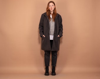Faux Wool Coat 00s, Size L Y2K Wool Coat, Gray Wool Coat, Oversized Wool Coat, Spring Wool Topcoat,  Office Coat, Minimalist Coat, Y2K Coat
