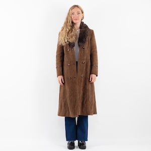 70s Suede Sherpa Coat, Size S Small, Vintage Winter Coat, Womens Clothing, Faux Shearling Coat, Brown Suede Overcoat, NorthernGirlStore