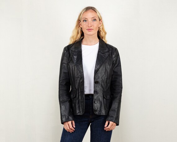 Black Leather Jacket 90s Women Leather 