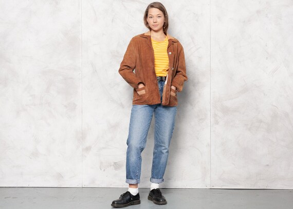Vintage 70s Brown Suede Leather Jacket Autumn Oute