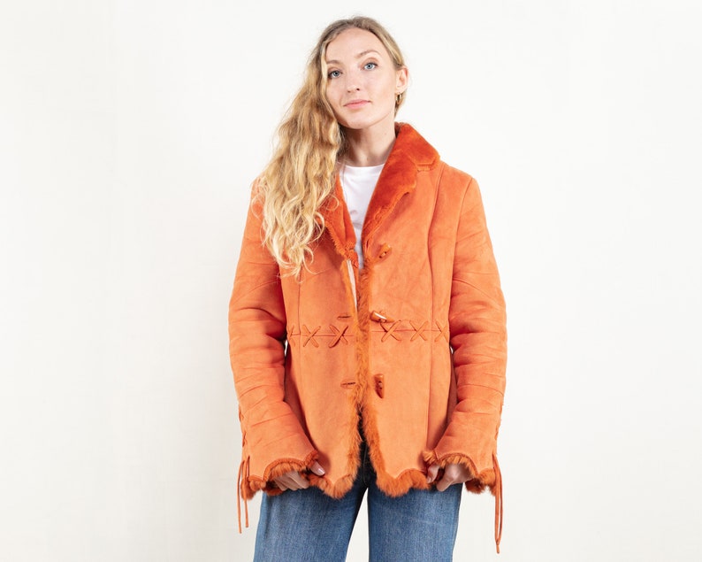 orange faux suede jacket