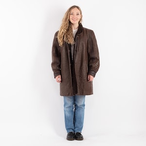 80s Brown Sheepskin Coat, Size L Vintage Shearling Coat, Western Cowgirl Overcoat, Vintage Outerwear, Vintage Rancher Coat, Womens Clothing
