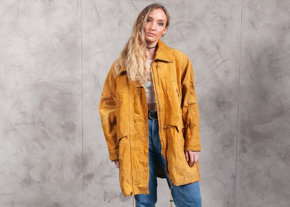 80s Burnt Orange Suede Parka Jacket . Vintage Sued