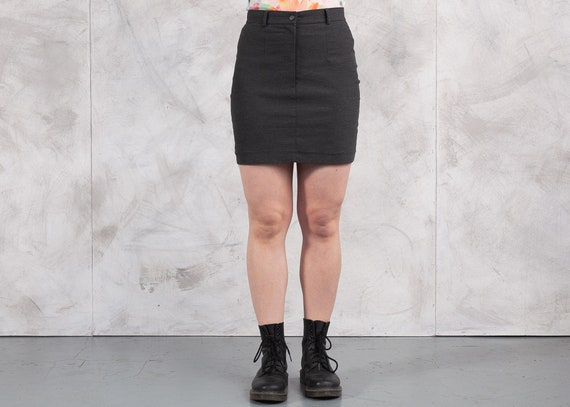 Vintage 90s Gray Mini Skirt  Minimalist Formal Sk… - image 3
