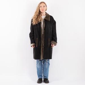 Oversized Black Sheepskin Coat, Size XXL Shearling Coat, Black Leather Coat, Oversized Shearling Coat, Womens Clothing, NorthernGirlStore