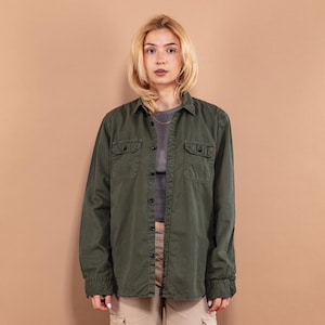 90s Vintage Long Sleeve Shirt, Size L Vintage Shirt, Green Long Sleeve, Grunge Wear, Y2K Streetwear, Skater Style Wear, Urban Streetwear