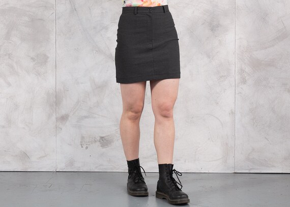 Vintage 90s Gray Mini Skirt  Minimalist Formal Sk… - image 9