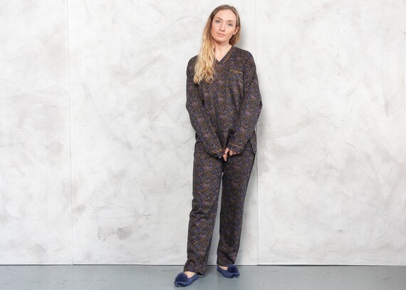 Vintage 90s Patterned Pajama Set . Vintage Cotton