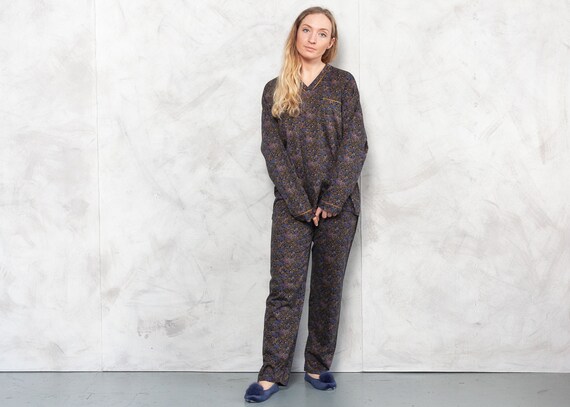 Vintage 90s Patterned Pajama Set . Vintage Cotton… - image 1