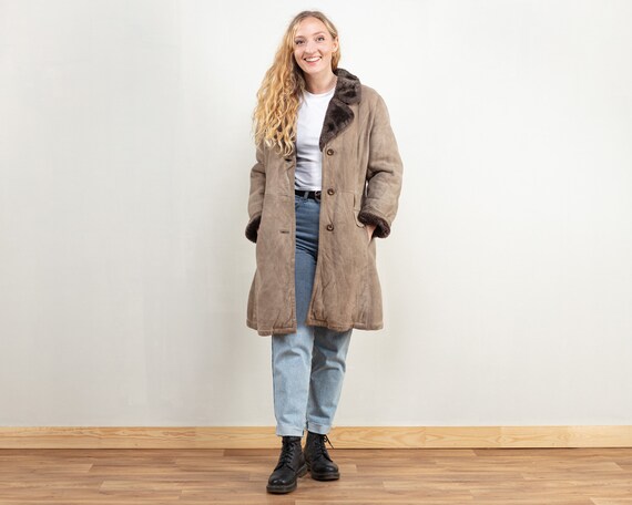 Suede Sheepskin Coat Shearling Vintage 