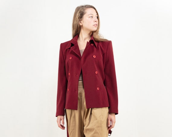 Red Italian Blazer Women Vintage 80s Evening Jacket Smart Casual