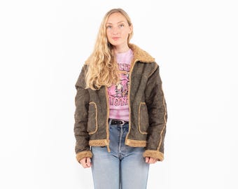 Vintage 90s Faux Sheepskin Shearling Jacket Women’s Size L