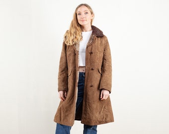 Suede Sherpa Coat Faux Fur Women 
