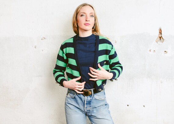 navy blue cropped cardigan