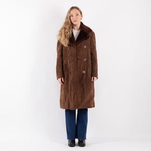 70s Suede Sherpa Coat, Size M Medium, Vintage Winter Coat, Womens Clothing, Faux Shearling Coat, Brown Suede Overcoat, NorthernGirlStore