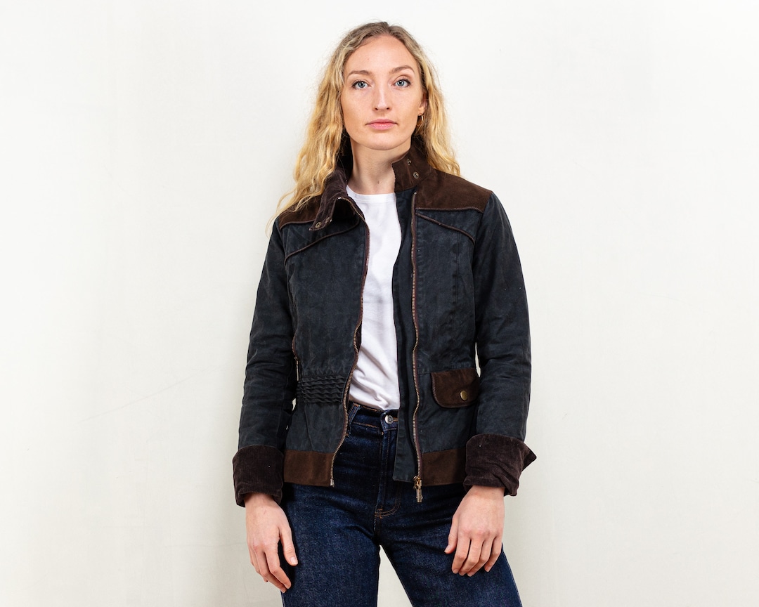 BARBOUR Waxed Cotton Jacket Made in England Navy Original Etsy