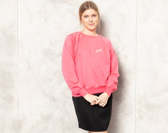 Leuchtend rosa Sweatshirt Vintage 90er Jahre Casual Top Langarmshirt Minimalistischer Pullover Leichter Pullover Long Top Damen Vintage Kleidung Größe Medium