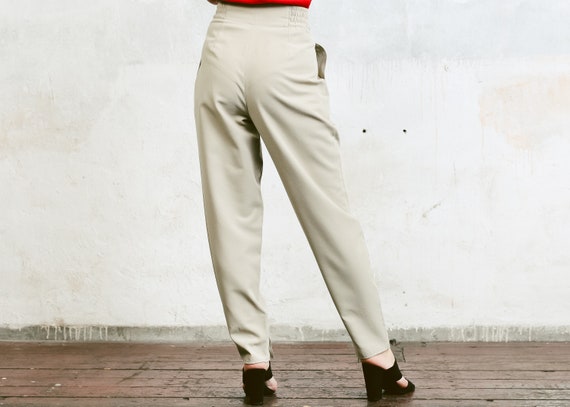 80s Tapered Pants . Vintage Taupe Beige Trousers … - image 5