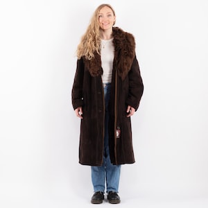 70s Longline Sheepskin Coat, Size XL Afghan Coat, Boho Style Overcoat, Vintage Women Outerwear, Retro Glamour Fur Coat, Penny Lane