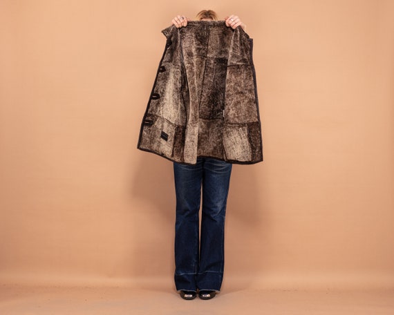 Sheepskin Shearling Coat 90s, Size L Sheepskin Wi… - image 4