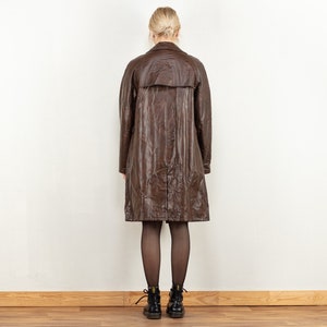 Faux Leather Double-Breasted coat vintage 70s women brown faux leather coat minimalist daisy jones and the six raglan oversized size large image 3