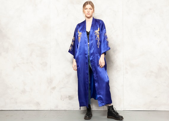 Silk Dragon Robe Vintage 90's Phoenix Kimono Robe