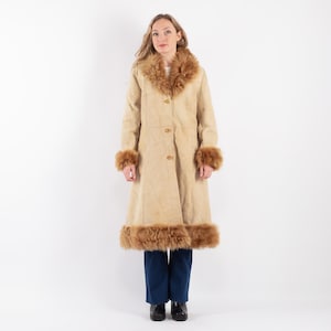 70s Penny Lane Sheepskin Coat, Size Small S Vintage Afghan Coat, Vintage Boho Fur Overcoat, Western Outerwear, Retro Glamour Coat