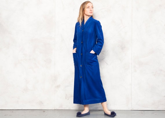 Blue Velvet Robe vintage 90s morning robe women b… - image 2