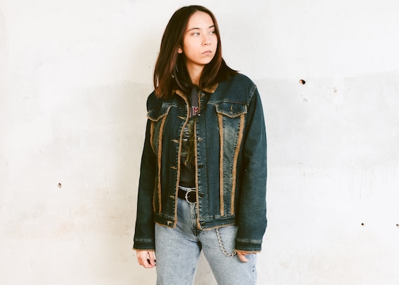 faux shearling trim denim trucker jacket