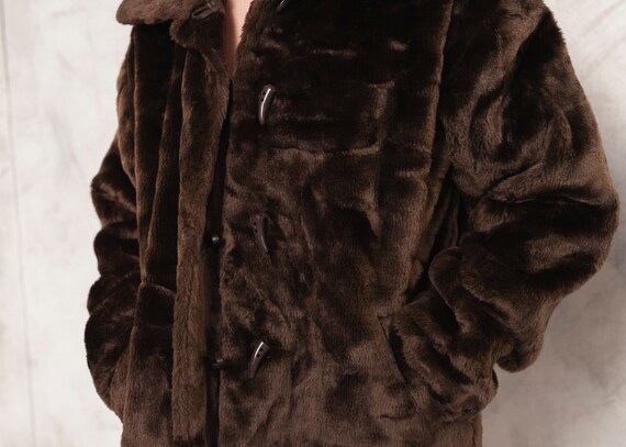 Faux Fur Jacket 70s Brown Fake Fur Jacket Vegan E… - image 5