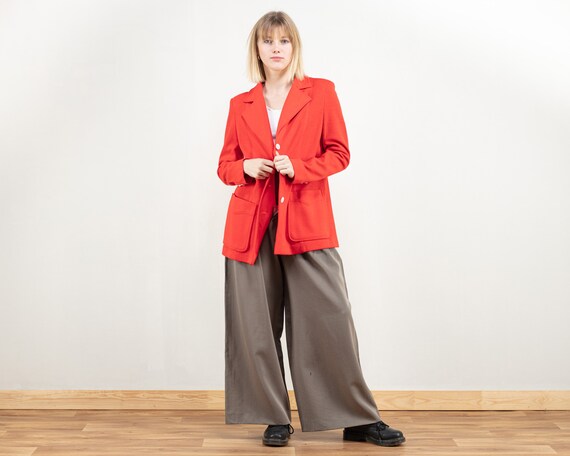Women Red Blazer Jacket Italian Vintage 