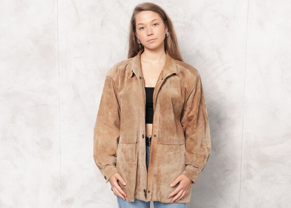 Vintage 80s Oversized Suede Parka Jacket Vintage W