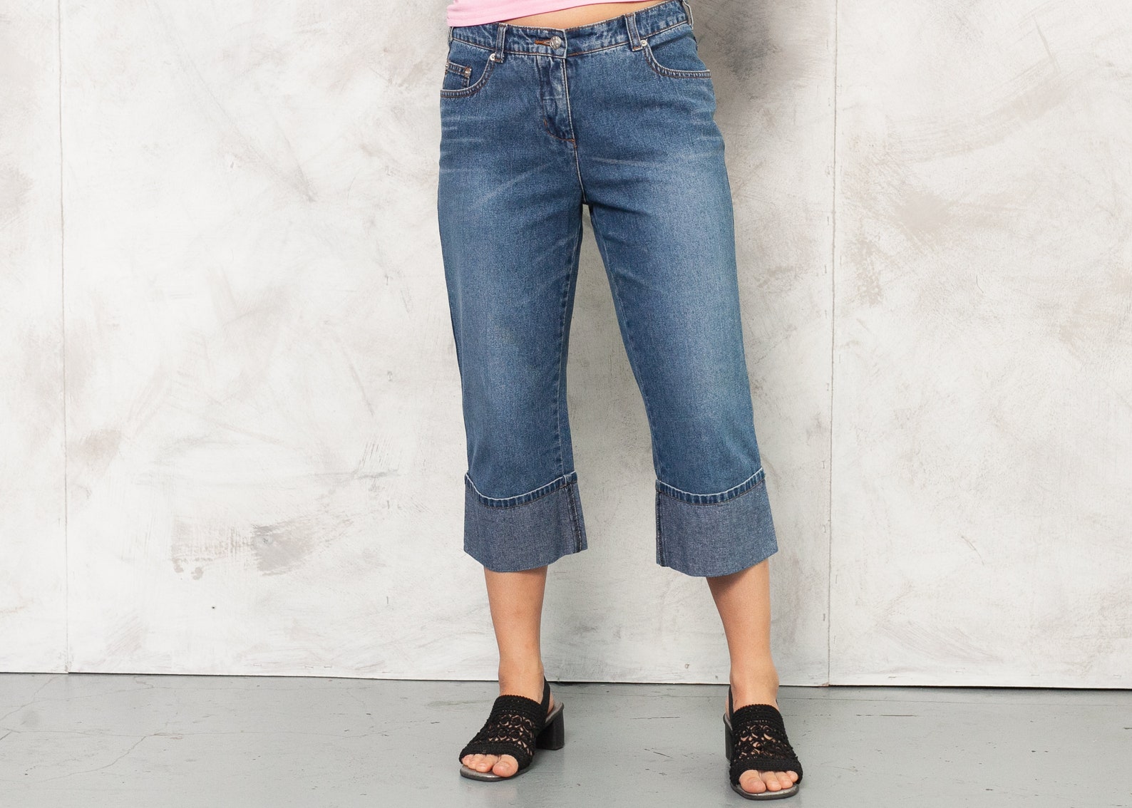 Vintage 2000s Denim Capri Pants . Y2K Jean 3/4 Pants 2000s | Etsy