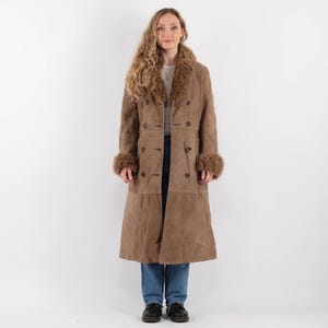 Penny Lane Sheepskin Coat 70s, Size Small S Afghan Coat, Boho Style Beige Overcoat, Vintage Women Outerwear, Vintage Fur Coat, Distressed