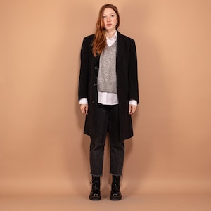 Wool Blend Coat 90s, Size L Vintage Wool Coat, Gray Wool Coat, Oversized Wool Coat, Unisex Wool Topcoat,  Office Coat, Spring Wool Coat