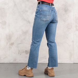 90s Straight Leg Jeans . Vintage Slim Fit Denim Pants Cropped Wide Leg Jeans Mid Rise Jeans 1990s Vintage Jeans Women . size W32 Medium image 7