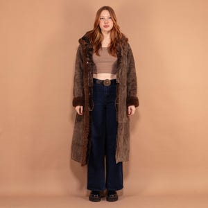 Hooded Sheepskin Long Coat 70&#39;s, Size M Vintage Sheepskin Coat, Shearling Afghan Coat, Boho Hippie Apparel, Almost Famous, Penny Lane