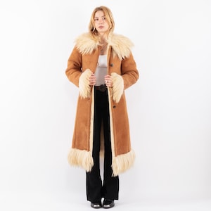 70s Penny Lane Sheepskin Coat, Size S/M Afghan Coat, Boho Style Overcoat, Vintage Women Outerwear, Retro Glamour Fur Coat, Penny Lane