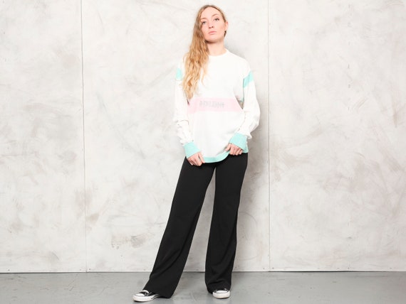 White Women Sweater Vintage Cotton Knit 
