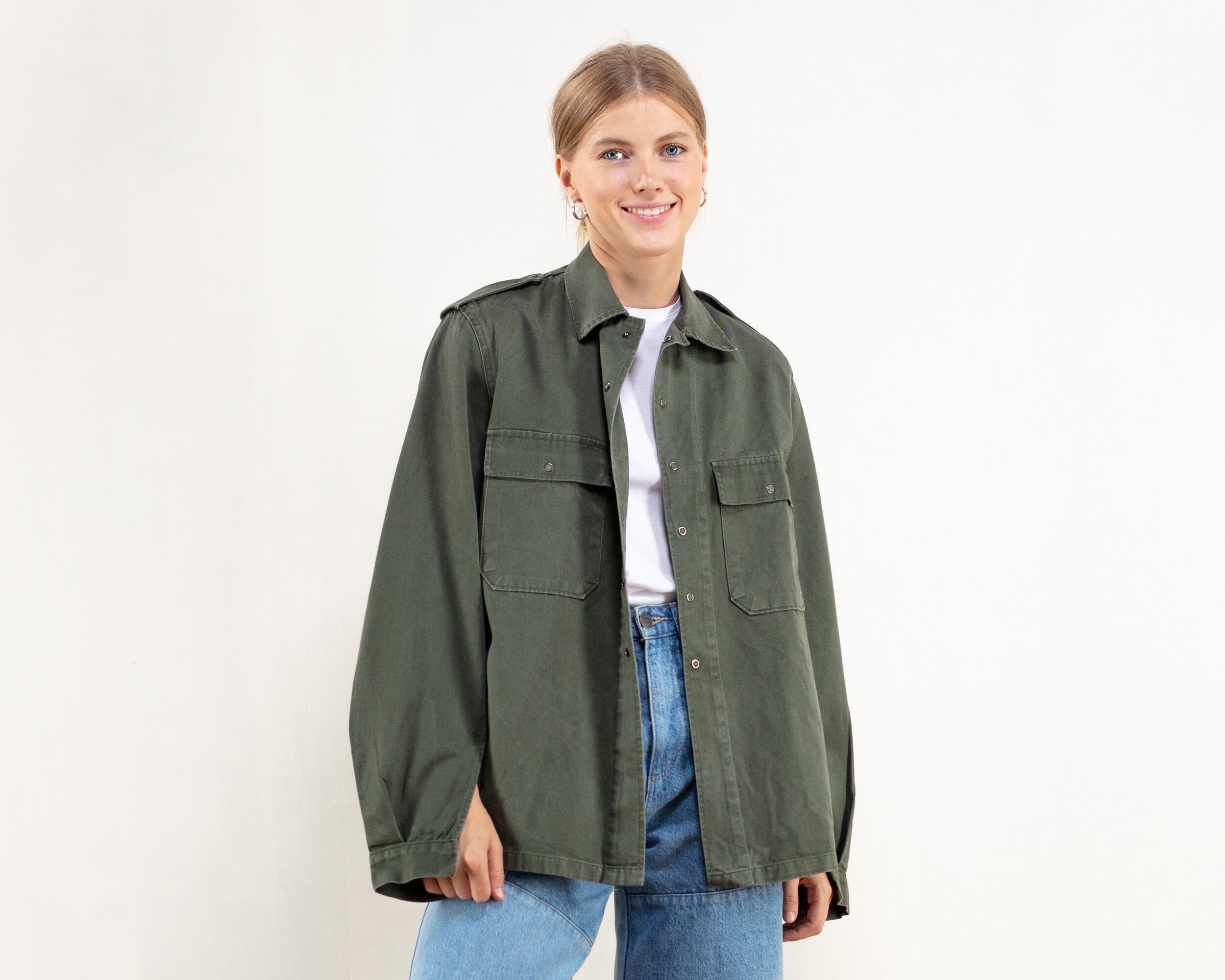 Military Green Shirt Vintage 90s Bold 