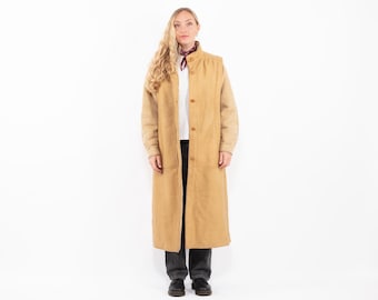 Lange jas schapenvacht jaren 80, maat M vintage shearling jas, beige maxi jas schapenvacht, Western Americana Wear, vintage boho, dameskleding,