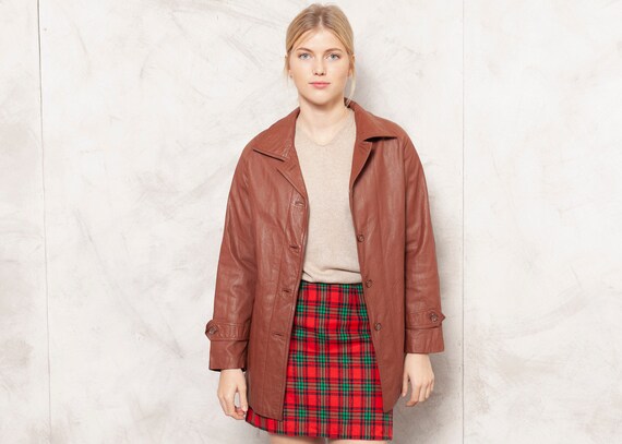 90s Leather Jacket 90s Vintage Brown Blazer Jacket