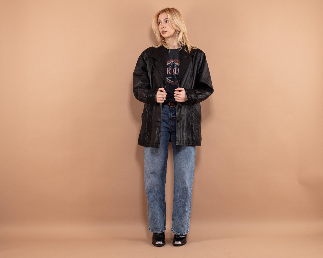 80's Oversized Maxi Length Leather Coat
