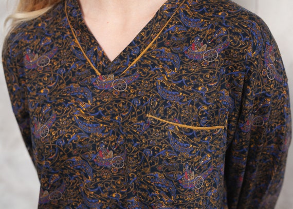 Vintage 90s Patterned Pajama Set . Vintage Cotton… - image 7