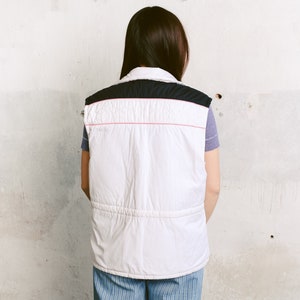 90s Padded Gilet Vest . Women Vintage Sleeveless Jacket Oversized White Vest Active Wear Casual Sports Vest Spring Puffer Vest . size Large image 3