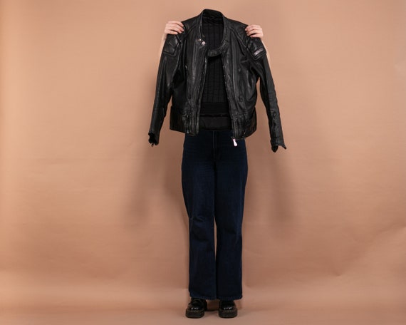 Women 80s Moto Leather Jacket, Size M Jacket, Vin… - image 4