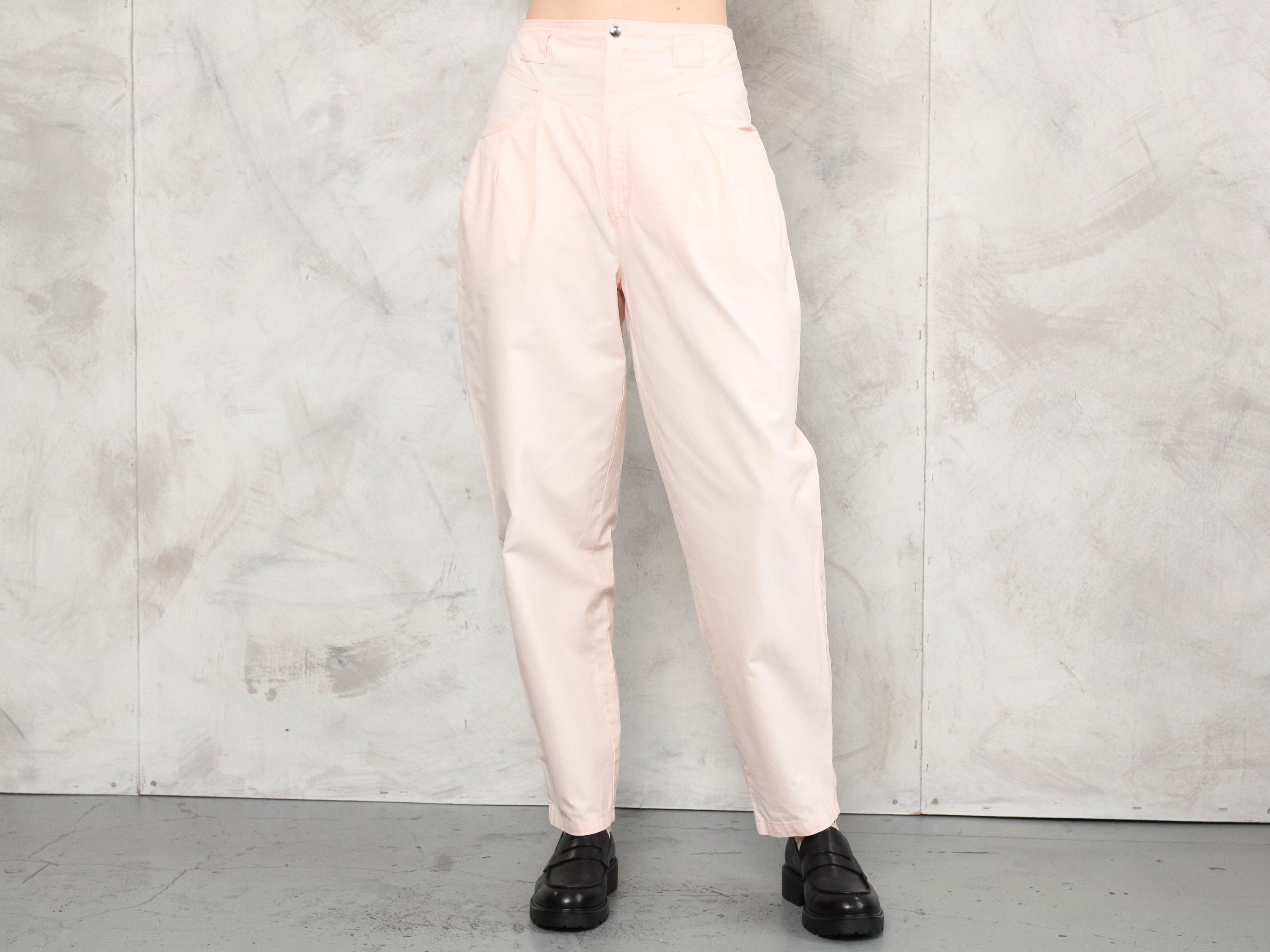 80s Women Pants High Waisted Retro 