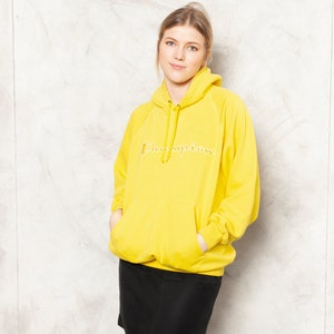 Yellow CHAMPION Sweatshirt Vintage 90s Hooded Women Pullover Cotton Blend Hoodie Cozy Home Sweatshirt Women Clothing size Extra Large XL image 1