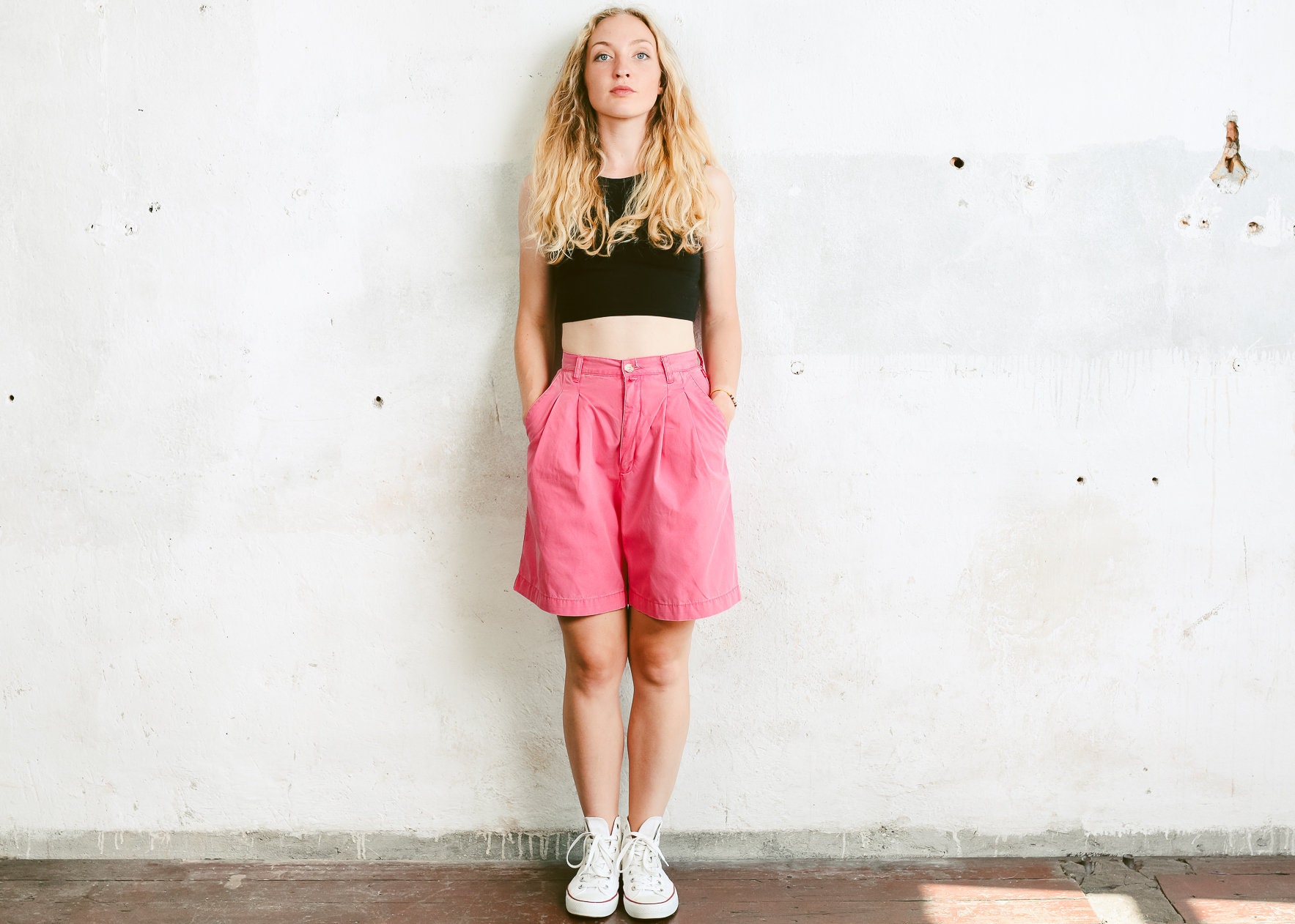 High Waisted Pleated Shorts Vintage 80s 