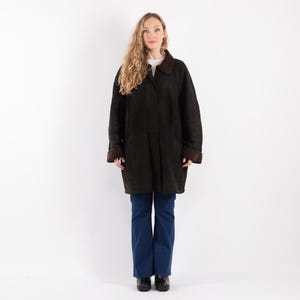 Oversized Black Sheepskin Coat, Size XXL Shearling Coat, Black Leather Coat, Oversized Shearling Coat, Womens Clothing, NorthernGirlStore